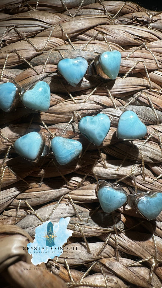 Sterling Silver Larimar Heart Stud Earrings