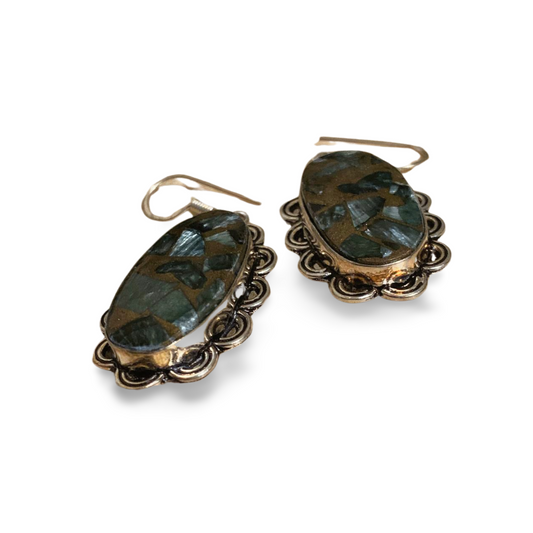 SERAPHINITE in COPPER DROP EARRINGS
