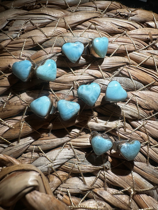 Sterling Silver Larimar Heart Stud Earrings
