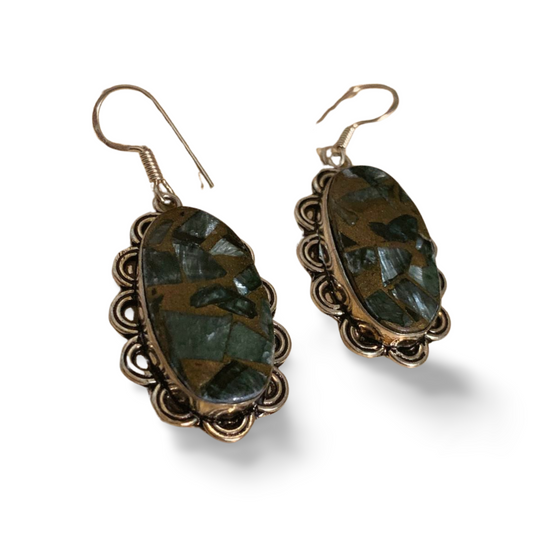 SERAPHINITE in COPPER DROP EARRINGS